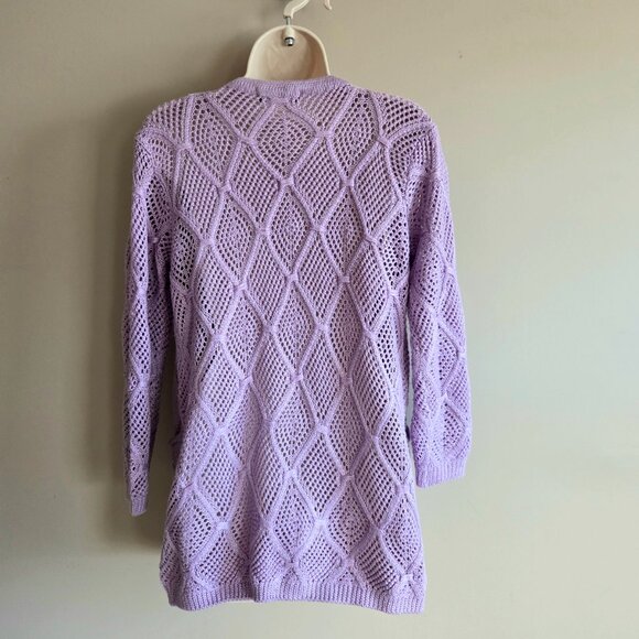 Wachi Open knit cardigan in lavender color. - Picture 2 of 8